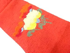 リサイクル　手織り紬草花模様織出し名古屋帯